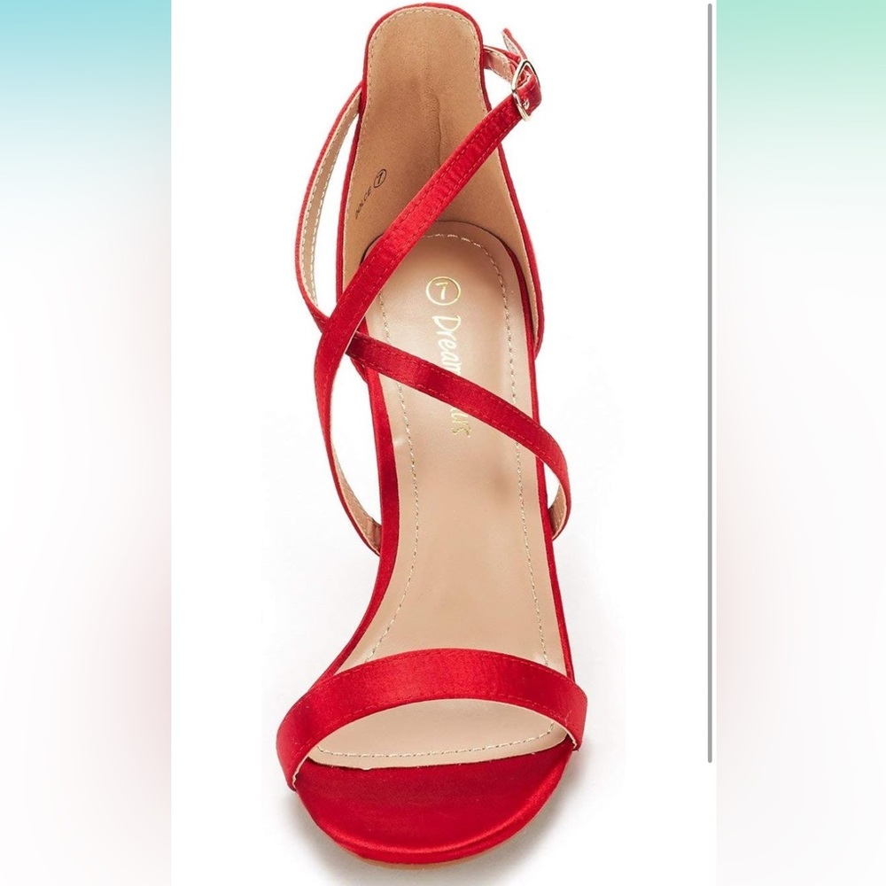 Red size 9 low heel - Brand new in box never worn about a 2” heel. Red satin.